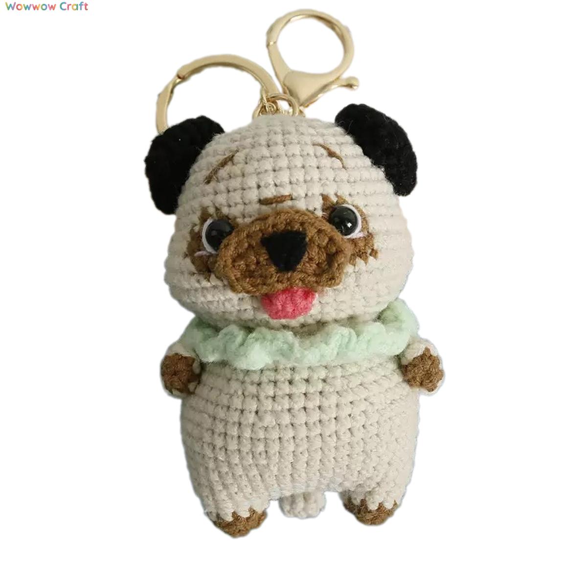 Pendants,Crochet Doll,Cute Hand-Crochet Pug Doll - Hand-Crochet Pendant Keychain